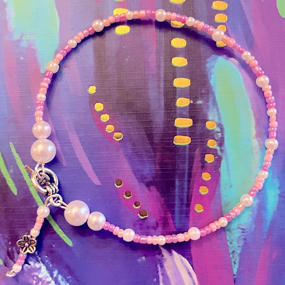 Handmade Glass Bead & Charm Bracelet